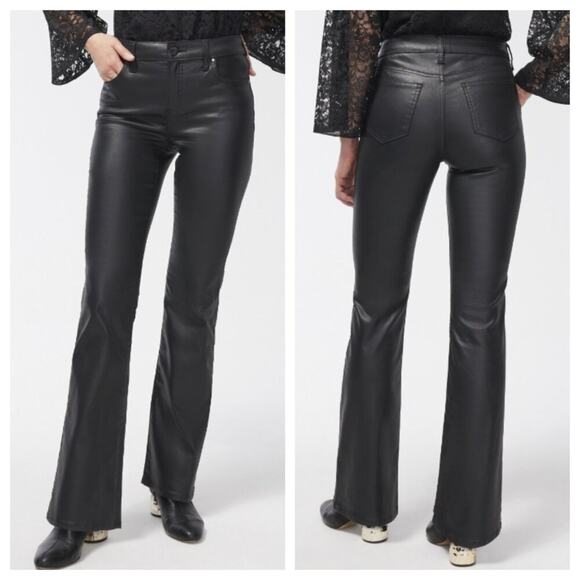NWT Chico's Girlfriend Coated Flare Jeans Black Size 8 Tall - Picture 1 of 12